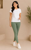 Mint Green Cotton Stretch Ankle Length Legging