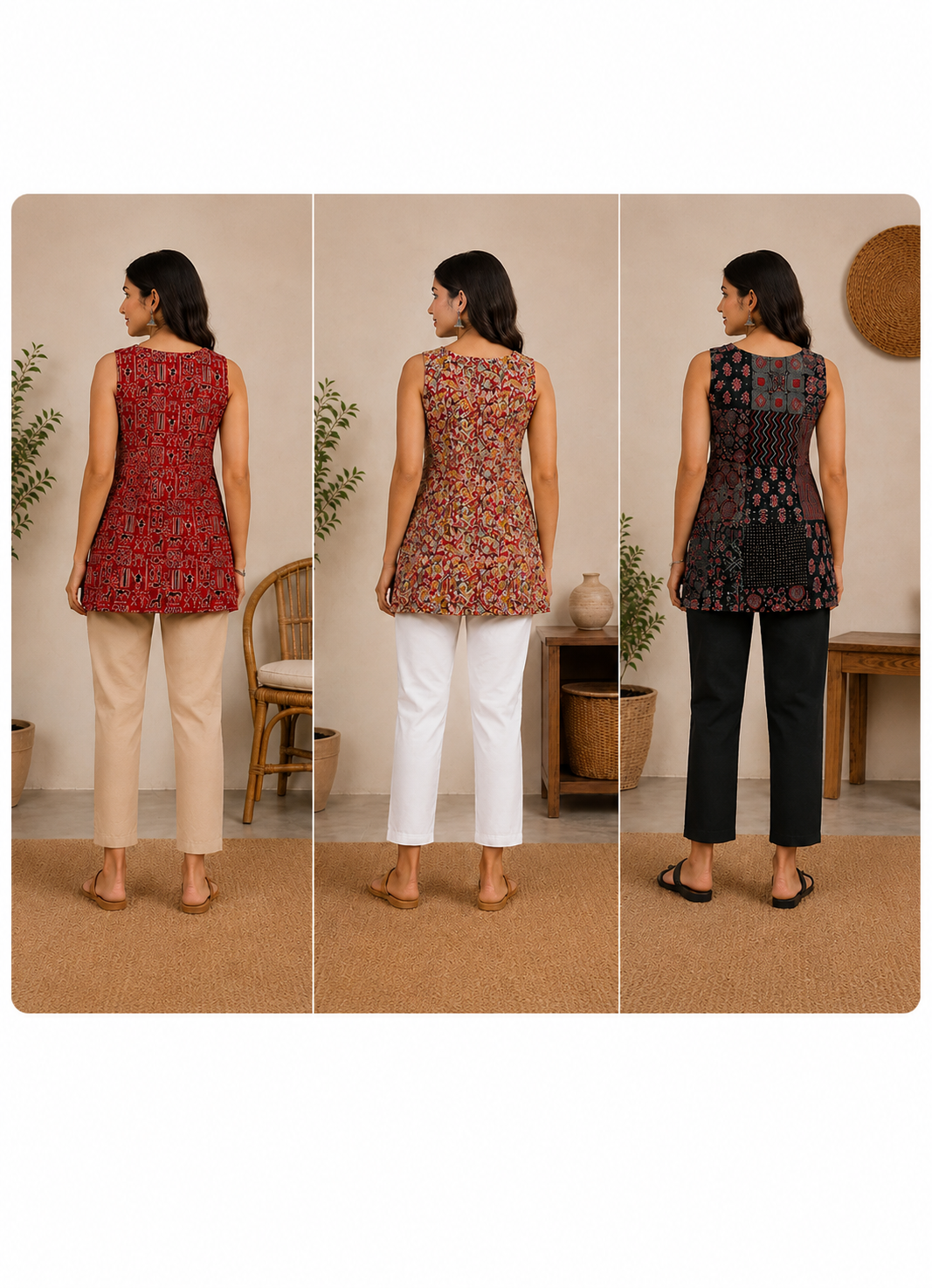 Cotton Short Straight Kurtis Combo – Pack of 3 with Free Cotton Sling Bag