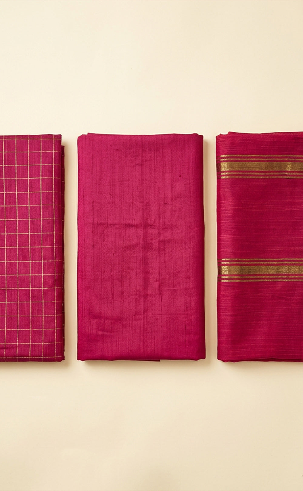 Maroon Chanderi Golden Checks Work Un-Stritched Dress Materials