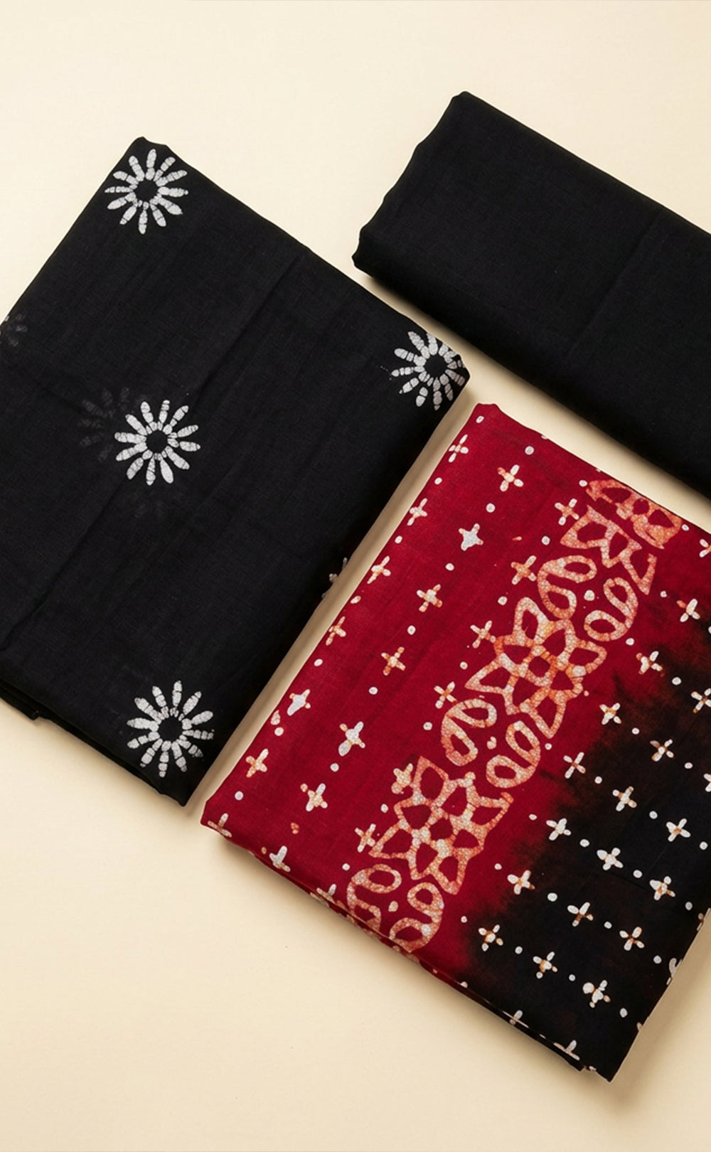 Maroon And Black Georgette Batik Printed Un-Stritched Dress Material