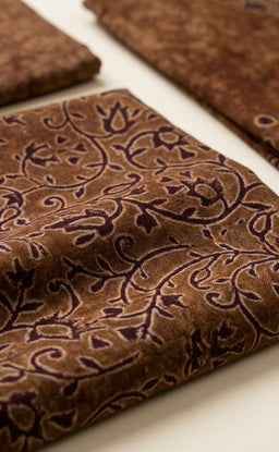 Coffee Brown Georgette All-Over Layout Printed Un-Stritched Dress Material