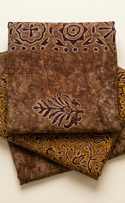 Coffee Brown Georgette All-Over Layout Printed Un-Stritched Dress Material