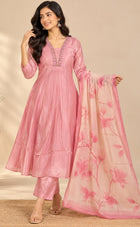 Light Pink Tissue Beats Work Kurti Set