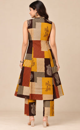 Mustard Yellow Vatican Abstract Printed Co-ord Set