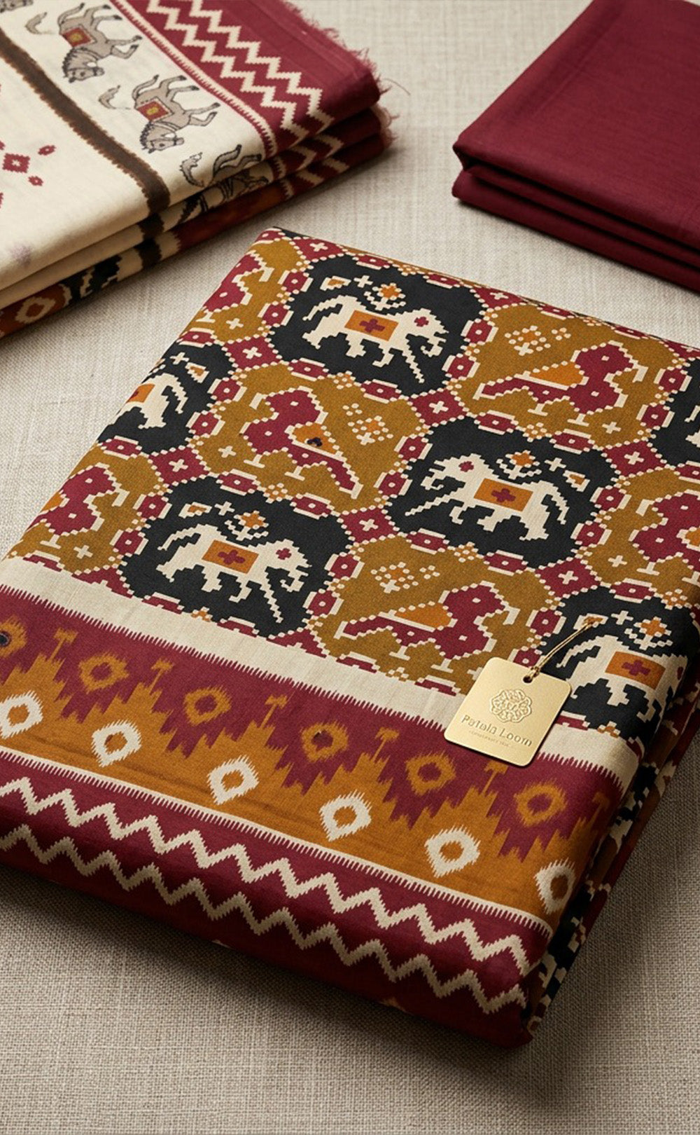Maroon Cotton Kalamkari Printed Un-Stitched Dress Material