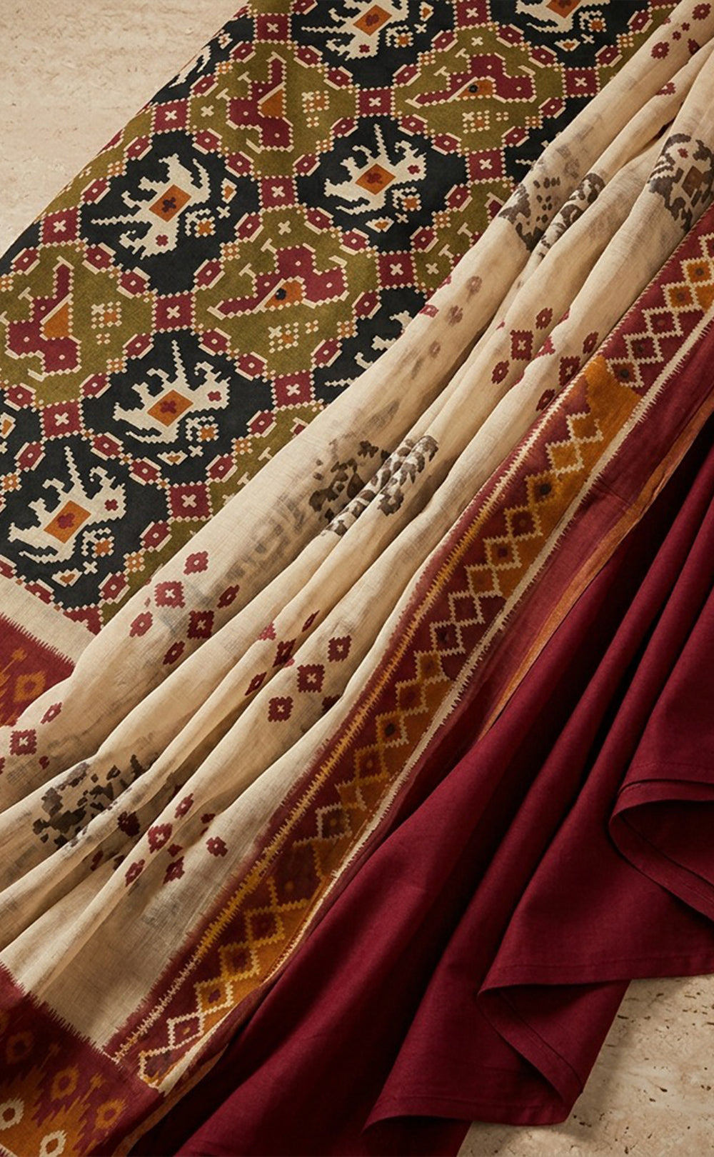 Maroon Cotton Kalamkari Printed Un-Stitched Dress Material