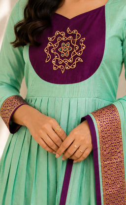 Teal Blue Chanderi Beats Work Fancy Chudidhar