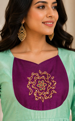 Teal Blue Chanderi Beats Work Fancy Chudidhar