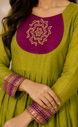 Pista Green Chanderi Beats Work Fancy Chudidhar