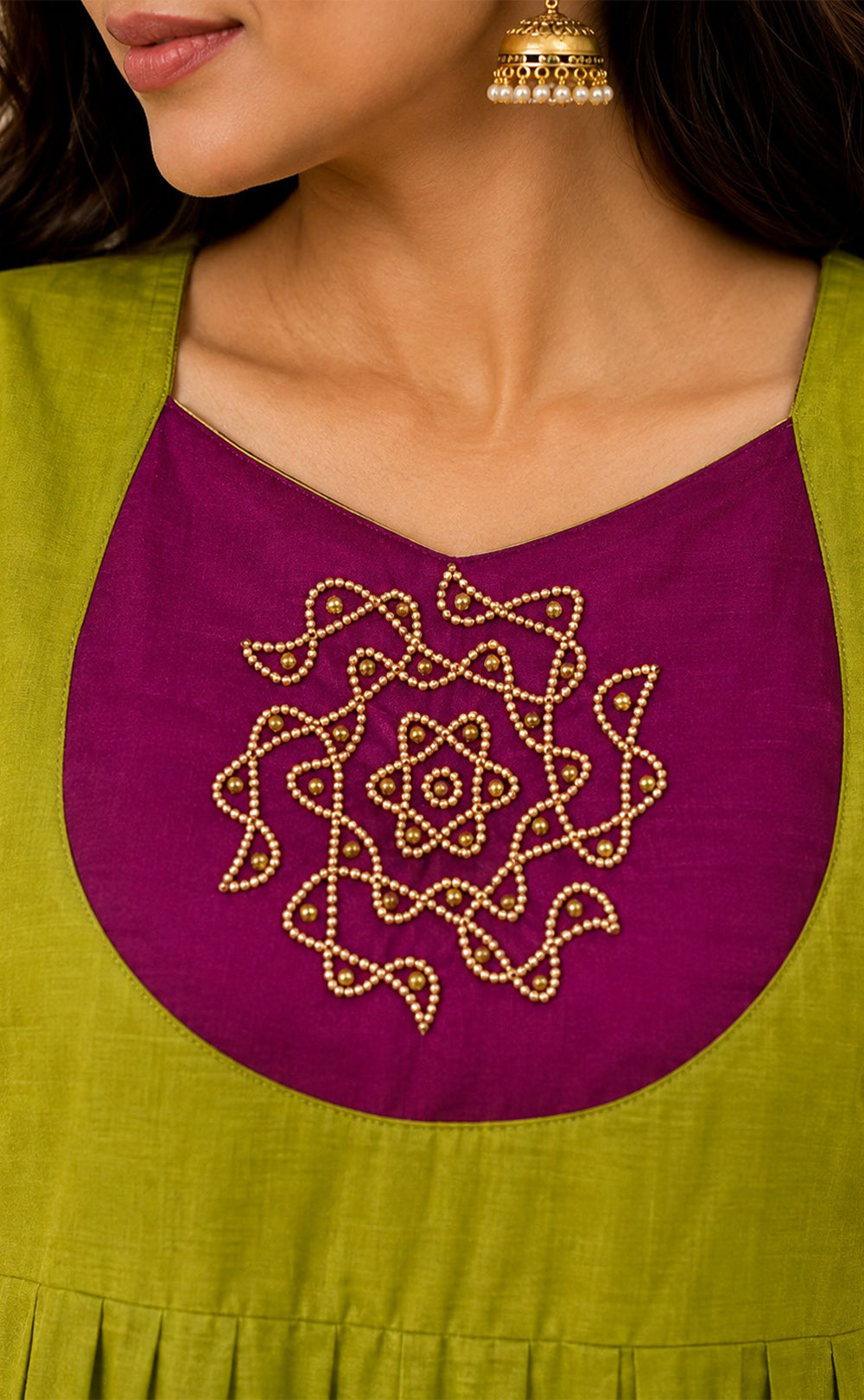 Pista Green Chanderi Beats Work Fancy Chudidhar
