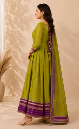 Pista Green Chanderi Beats Work Fancy Chudidhar