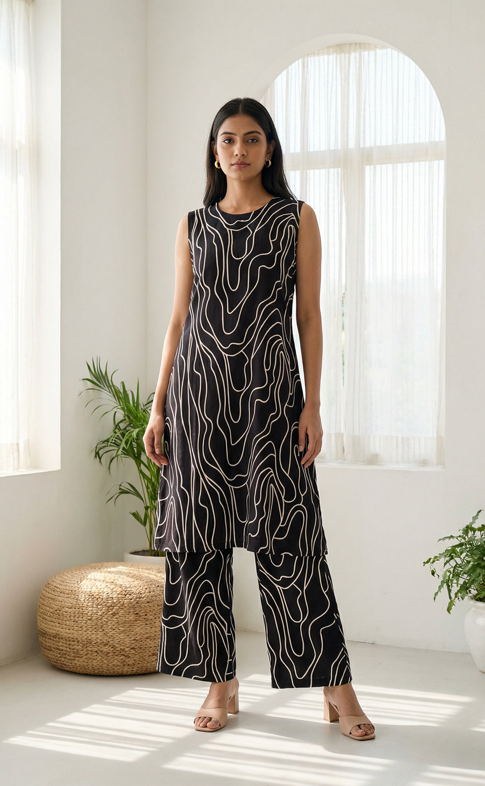Black rayon Zebra printed matching plazo set