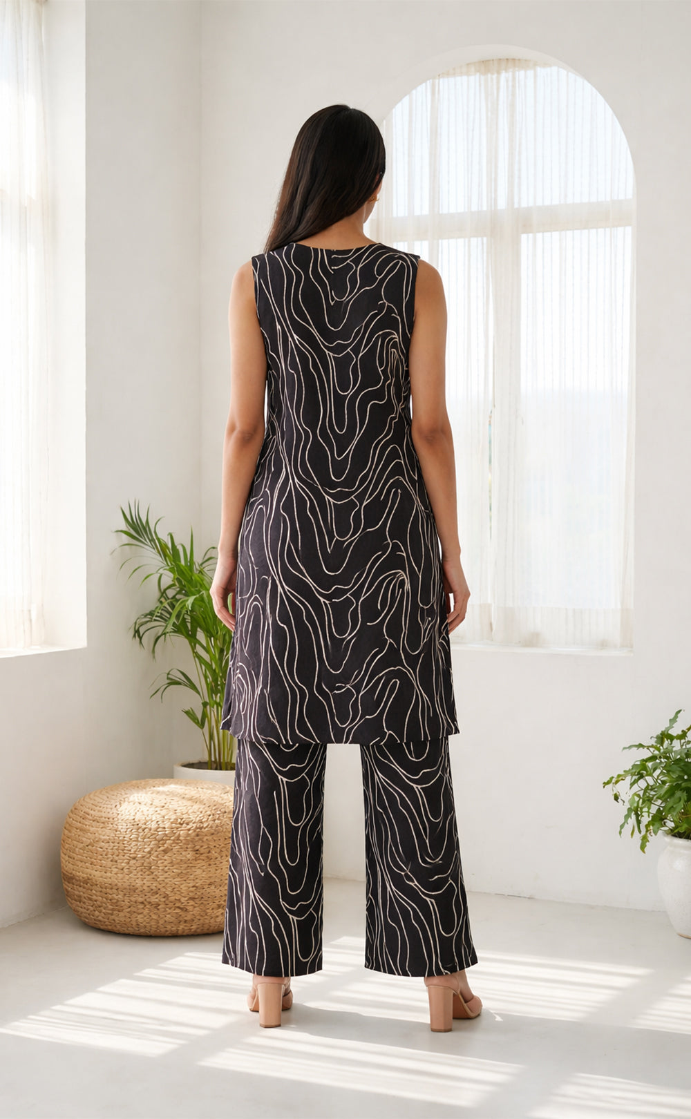 Black Rayon Zebra printed matching plazo set
