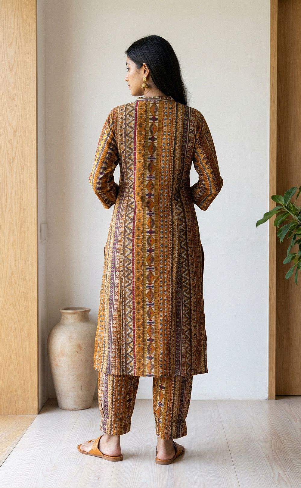 Primary Yellow Modal silk Geometric print Co-ord set