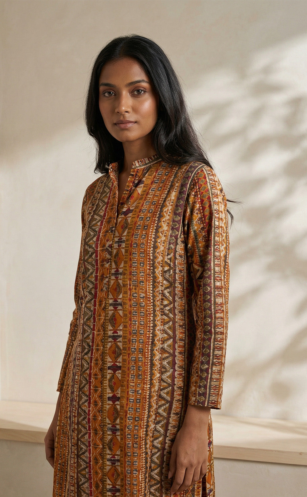 Primary Yellow Modal silk Geometric print Co-ord set