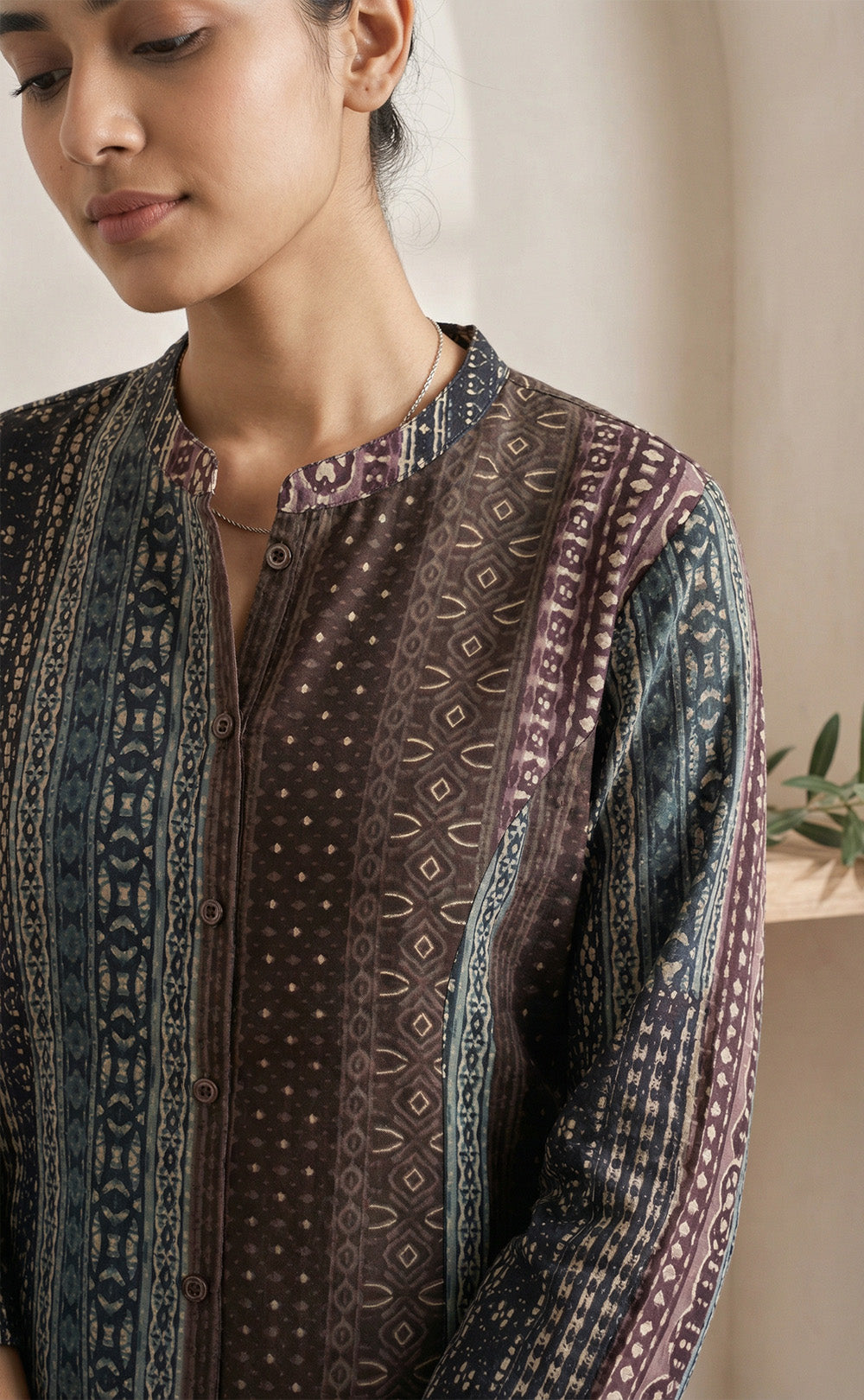 Teal Blue silk Modal all over printed Flair Kurti