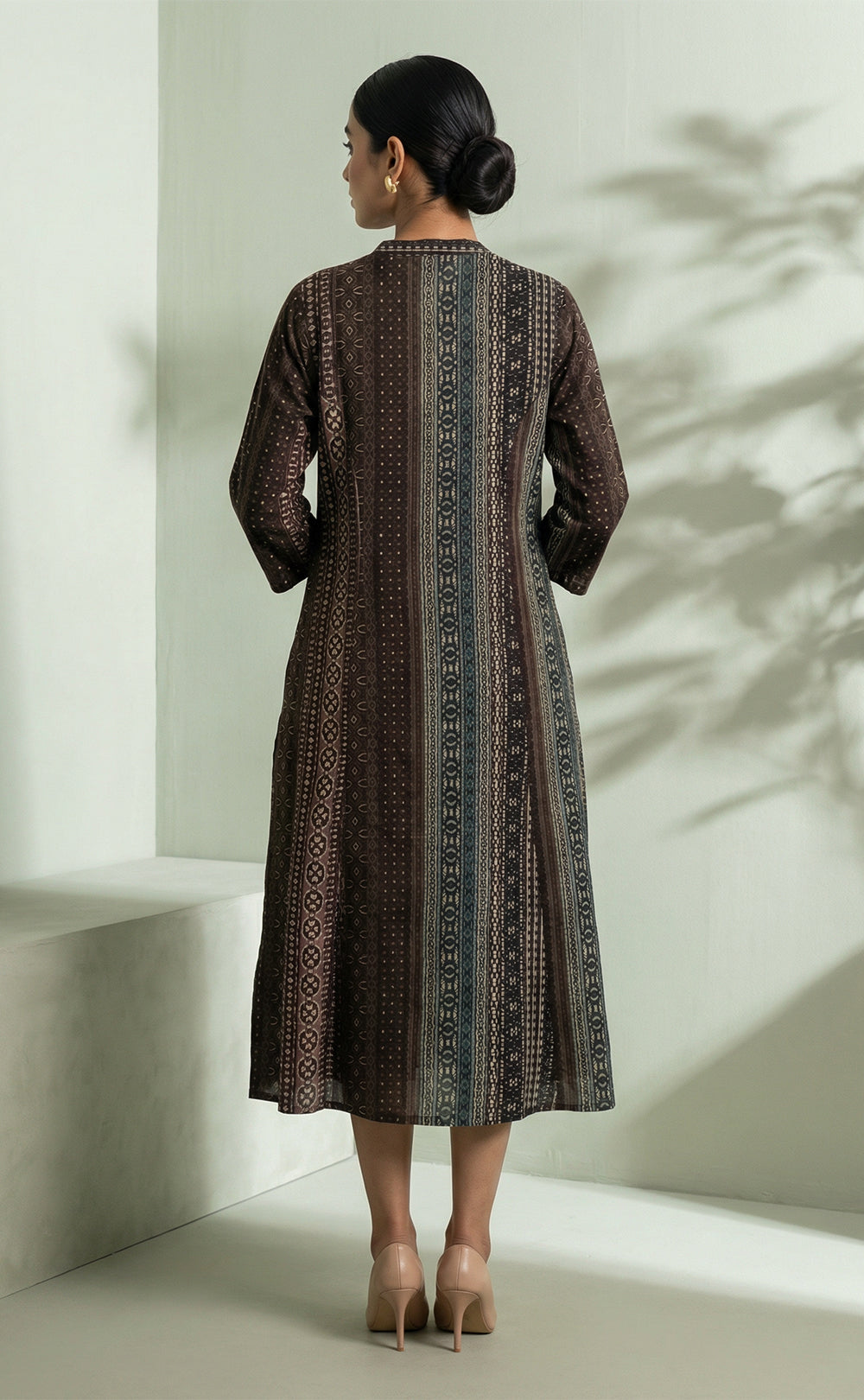 Teal Blue Silk Modal all over printed Flare Kurti