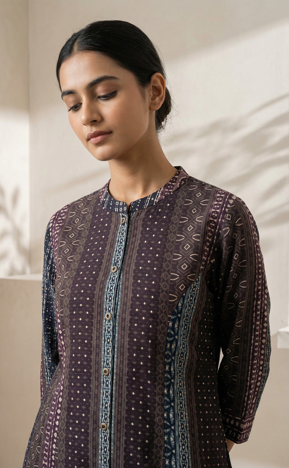 Black coffee  modal foil printed cord set set