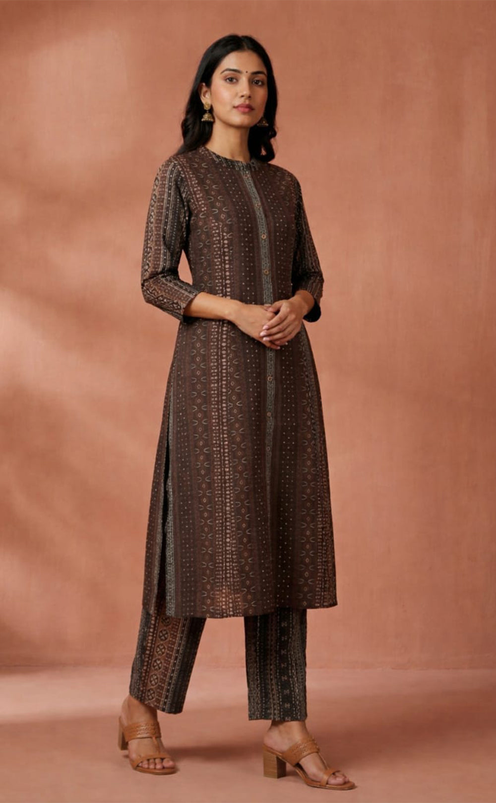 Black coffee  modal foil printed cord set set