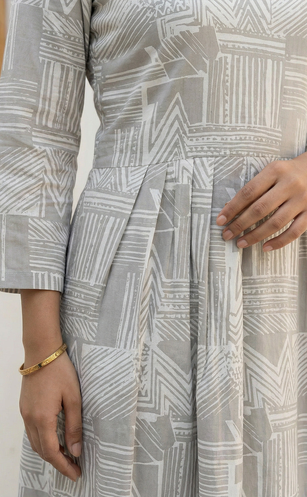 Grey rayon Geometric  print  Flair kurtie