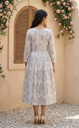 Grey rayon Geometric  print  Flair kurtie