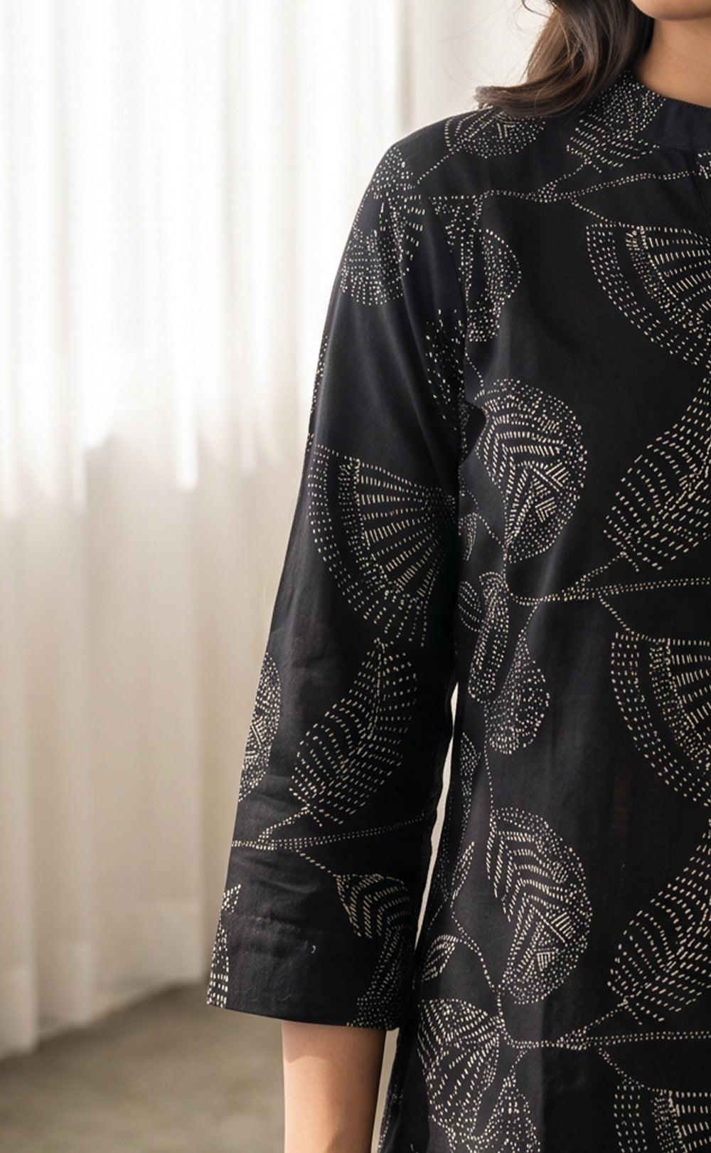 Black Cotton Dots Floral Printed Co-ord Set