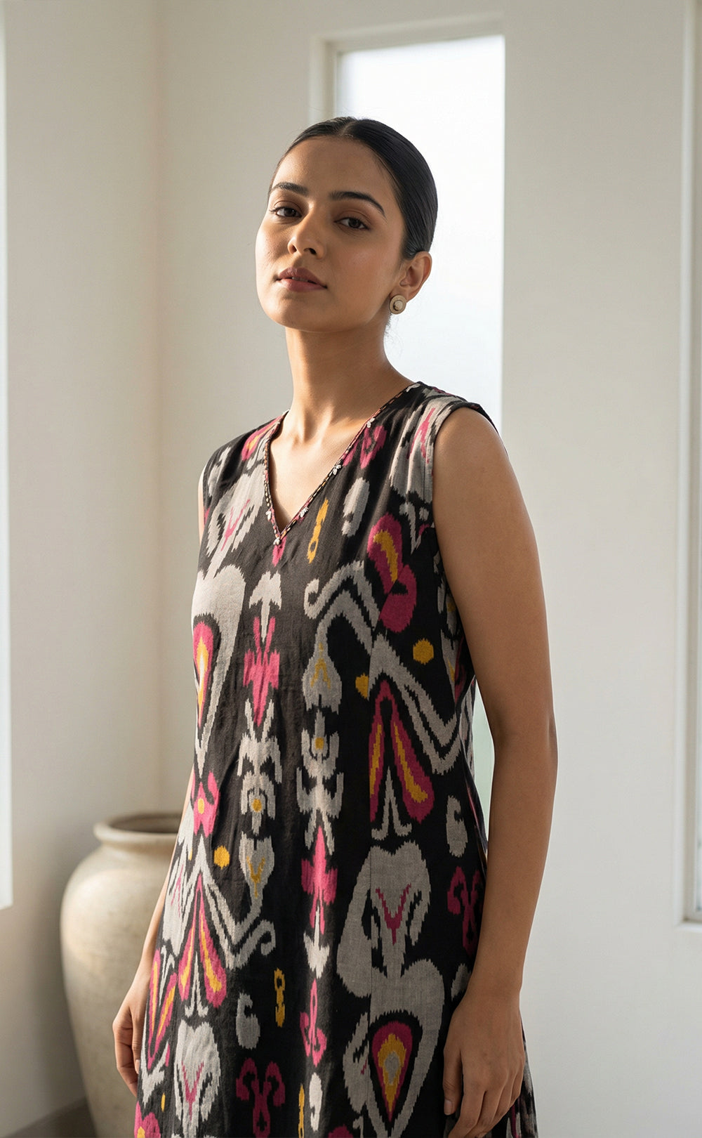 Black Cotton digital ikat print Cord set