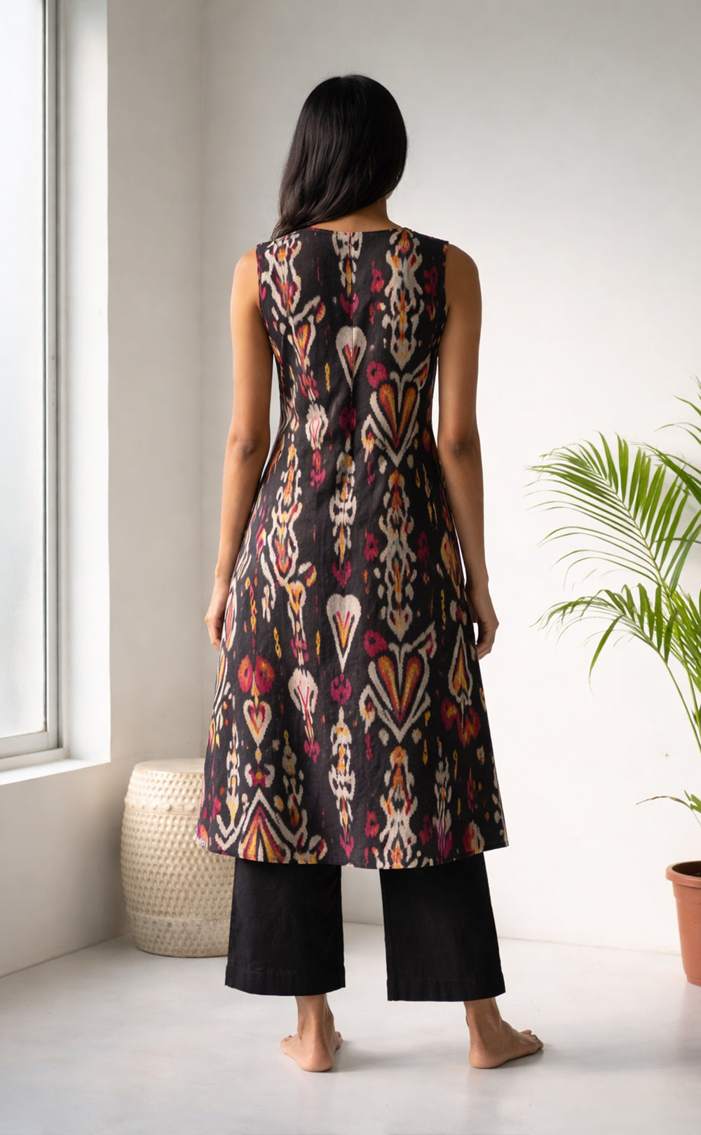 Black Cotton digital ikat print Cord set