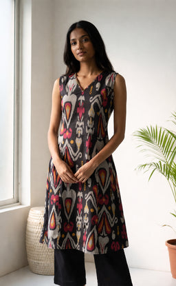 Black Cotton digital ikat print Cord set