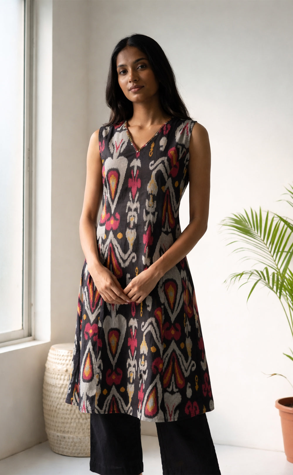 Black Cotton digital ikat print Cord set