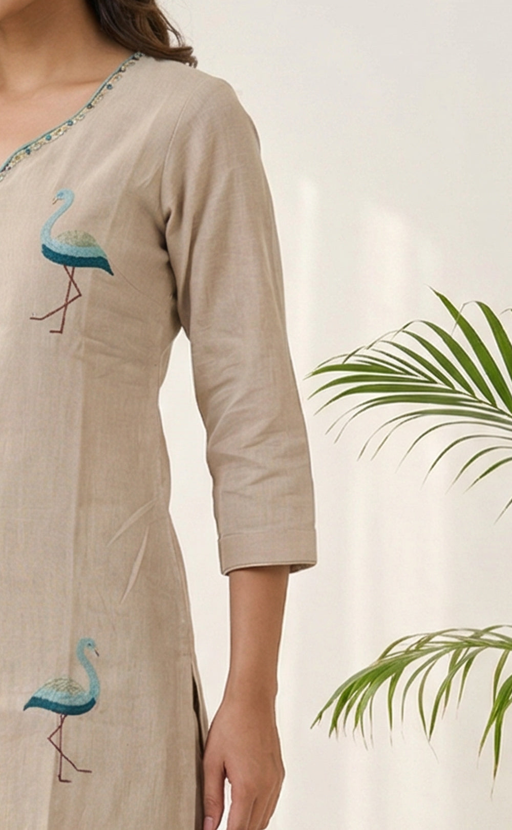 Base cream Vatican all over thread work Plazo set