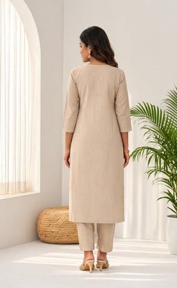 Base Cream Vartican All-Over Thread work Co-ord Set