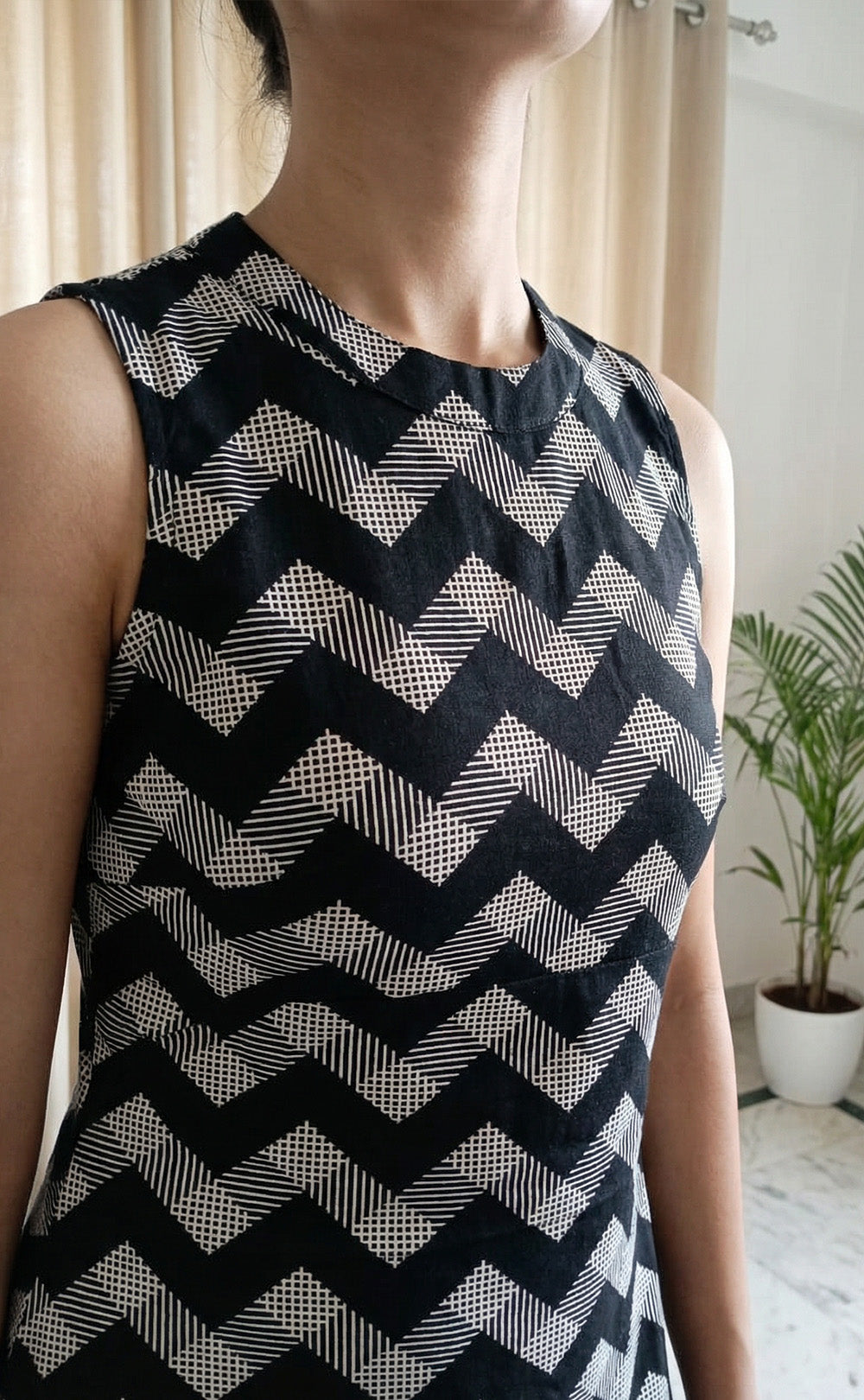 Black Rayon white Geometric print Cord set