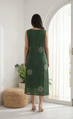 Green Georgette  Shibori  printed straight kurti