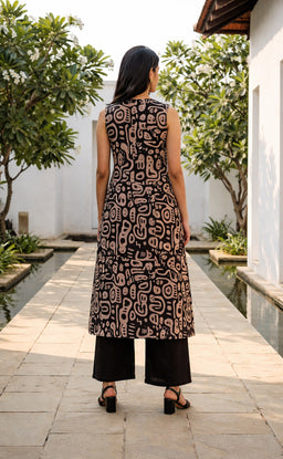 Black Cotton Abstract printed palazzo set
