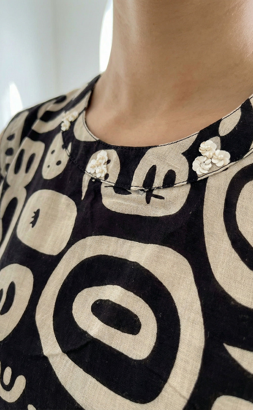 Black Cotton Abstract printed palazzo set