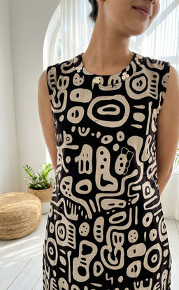 Black Cotton Abstract printed palazzo set