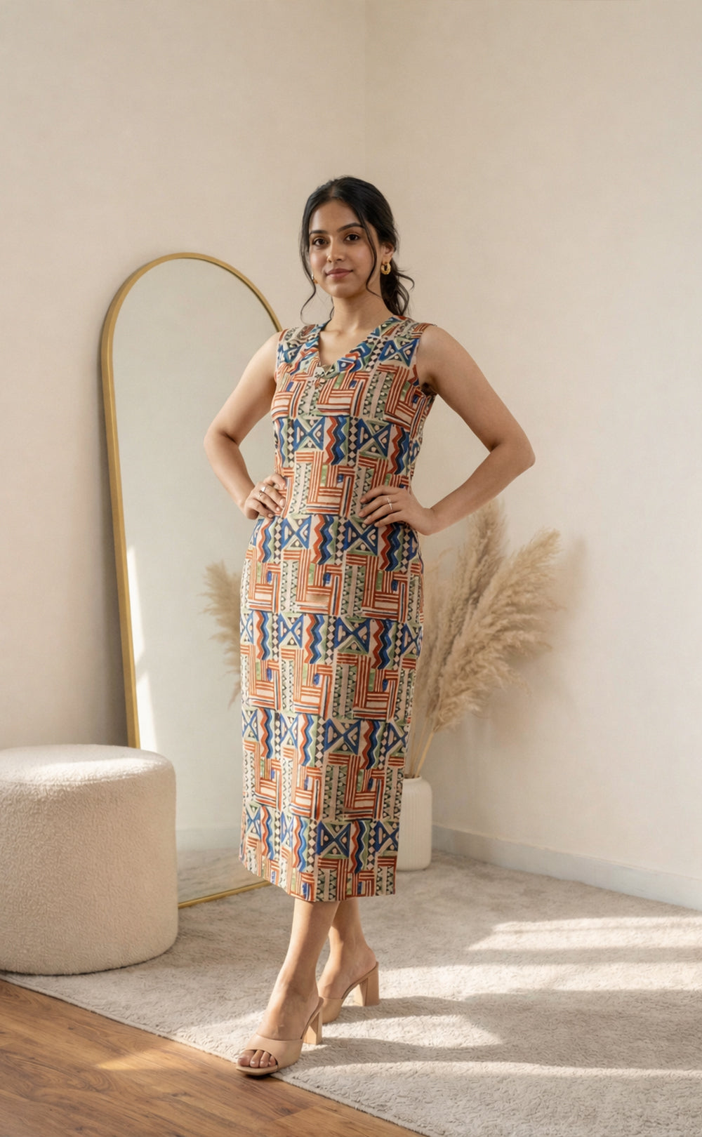 Cotton Kalamkari printed Straight Kurti
