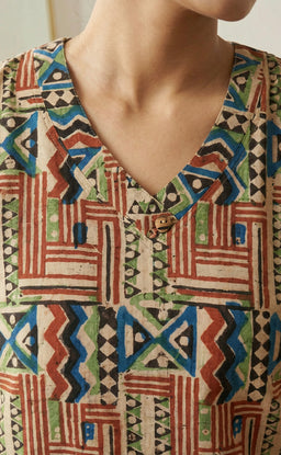 Cotton Kalamkari printed Straight Kurti