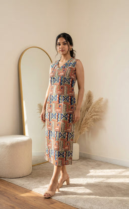 Cotton Kalamkari printed Straight Kurti