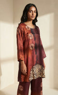 Maroon Muslin Silk Shibori print Indo Western Co-ord Set