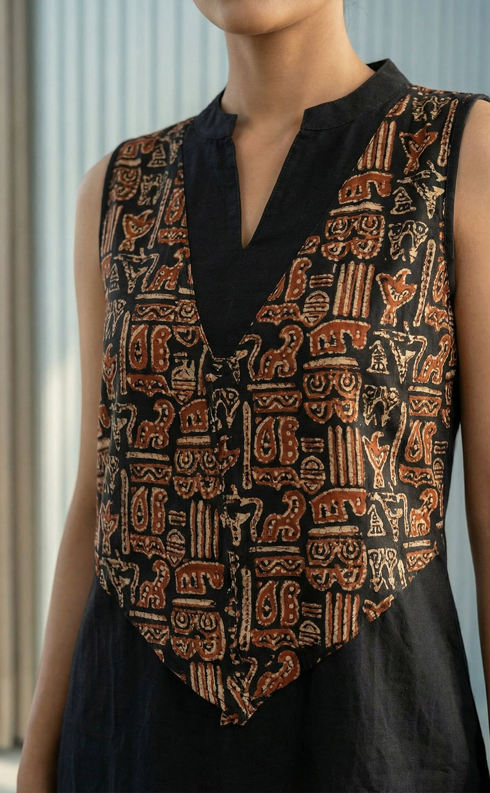 Black Cotton plazo set with Kalamkari Jocket