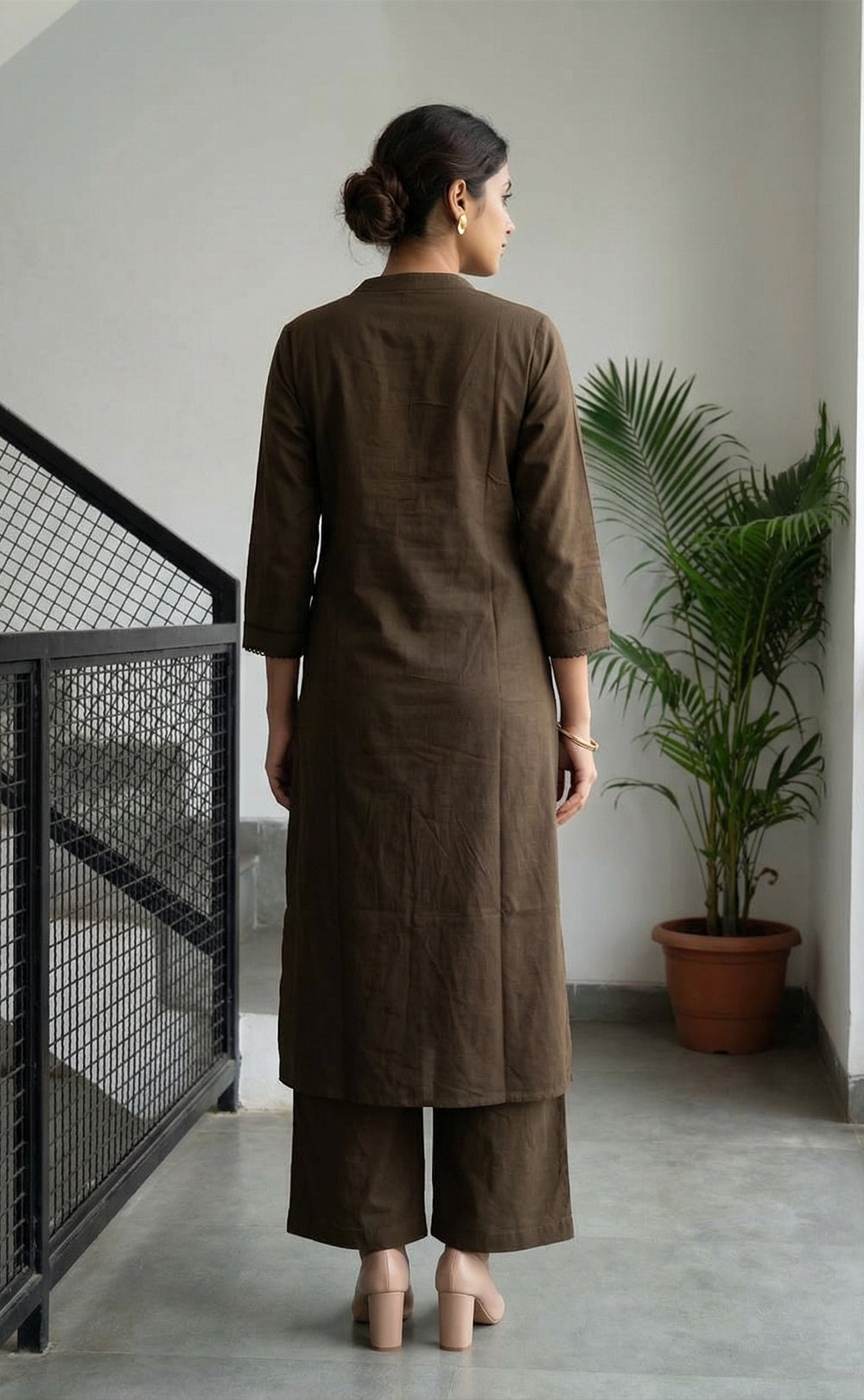 Mehndi Green Cotton All-over Floral Print Kurti Set