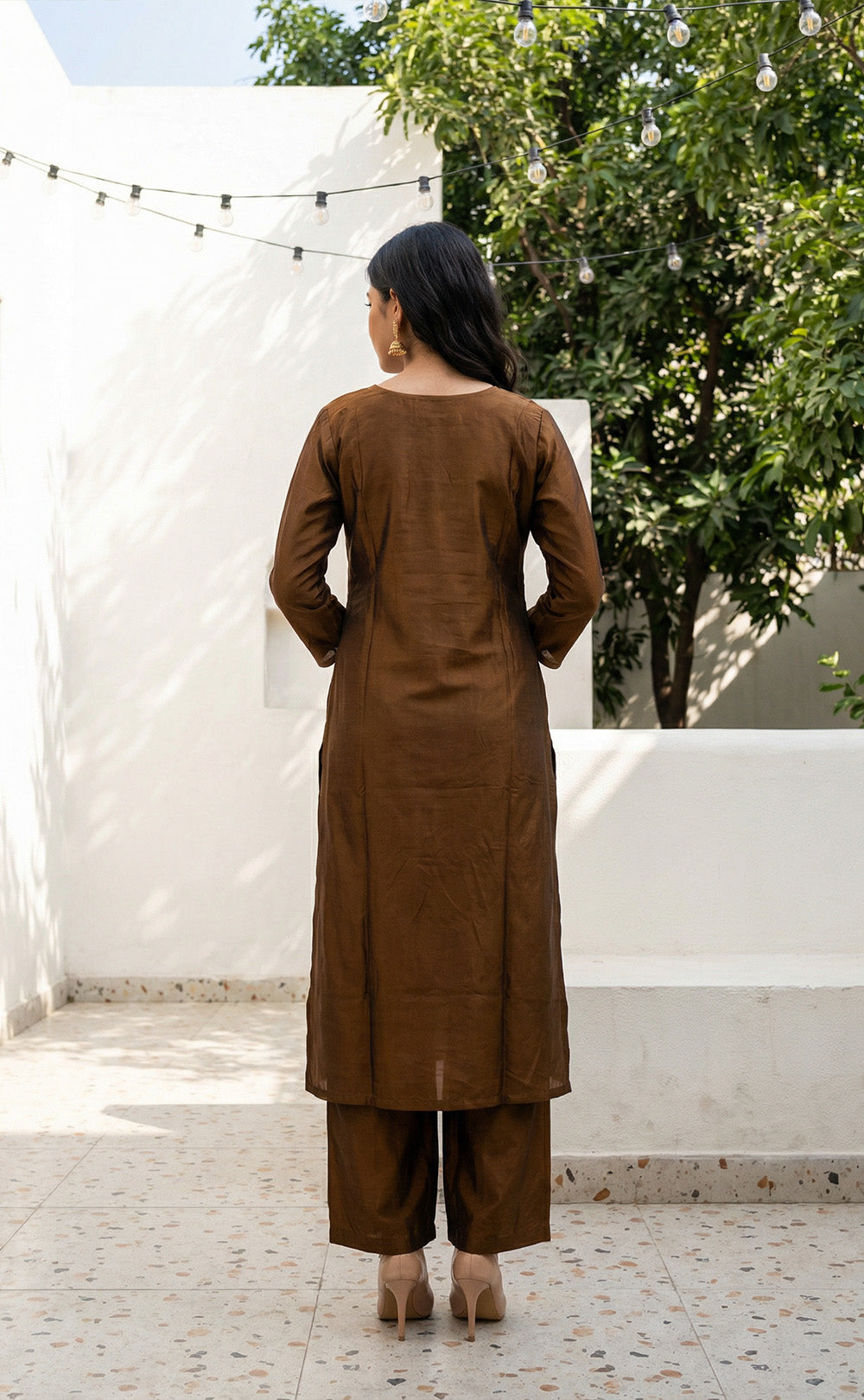 Mustard Yellow Fancy Hand Embroidered Work Kurti Set