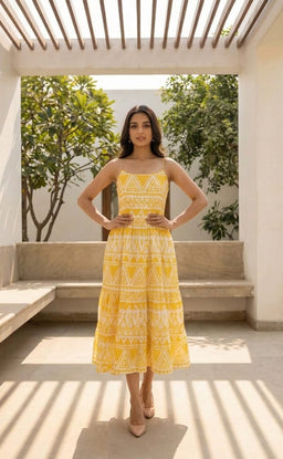 Sky Blue And Yellow Cotton Inner With Embroidery Patch Work With Coat Indo Western