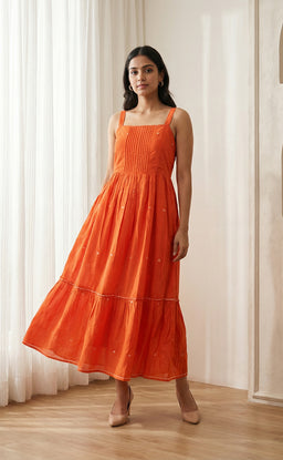 Orange and Mint Green Cotton Coat Model Indo Western