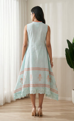 Orange and Mint Green Cotton Coat Model Indo Western