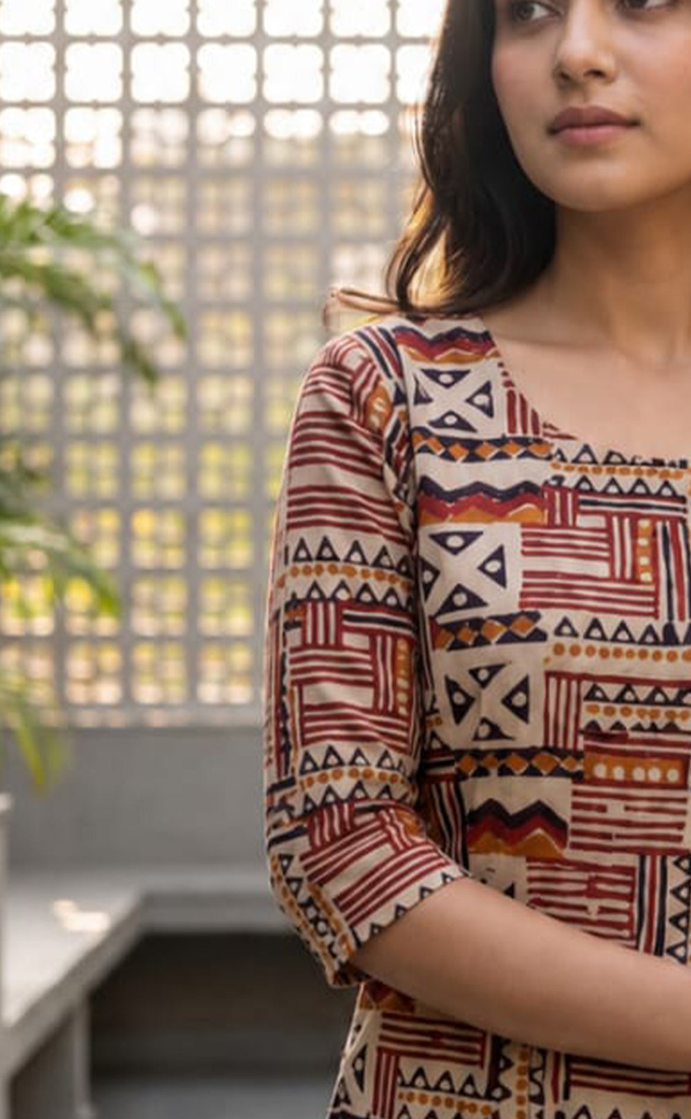 Maroon Cotton All-Over Kalamkari Printed Flare Kurti