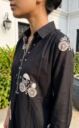 Black Cotton All-Over Printed Co-ord Set
