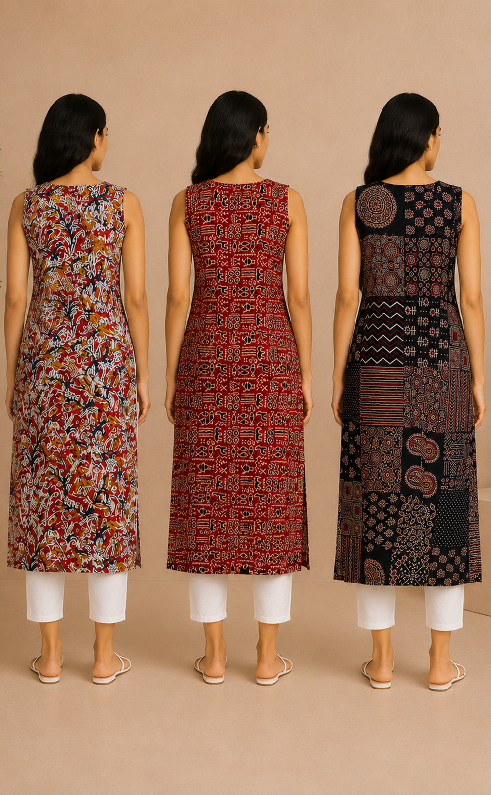 Cotton Straight Kurtis Combo – Pack of 3 with Free Cotton Sling Bag